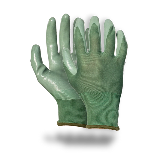 Nitrile Gardening Gloves - Forest Green