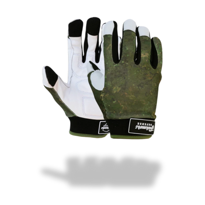 Rugged Guard Leather Gloves - Green Brush Camo